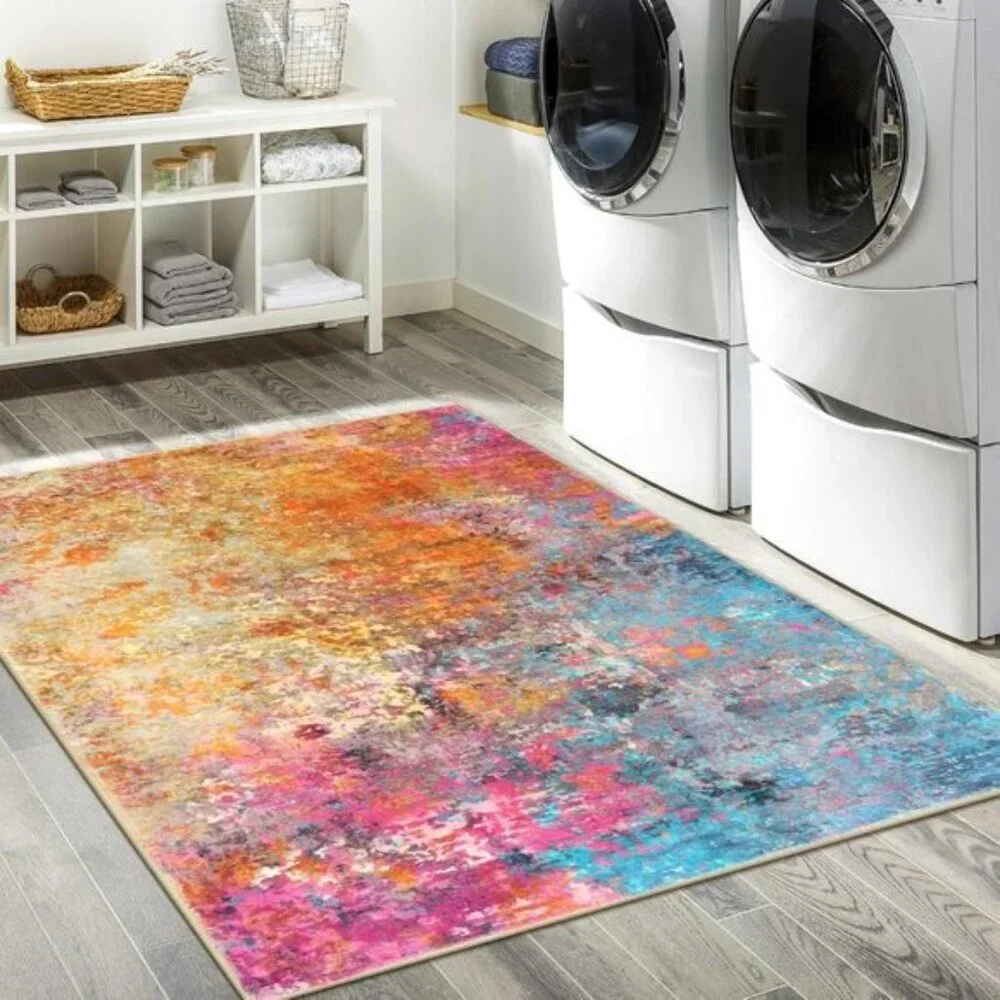3x5 Modern Abstract Area Rug, Washable Colorful Non-Slip Carpet for Home & Room